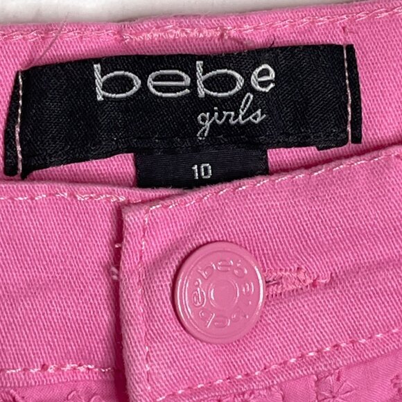 Girls Pink Eyelet Denim Shorts Size 10 Embroidered Cutoff Raw Hem NWT - Picture 4 of 7